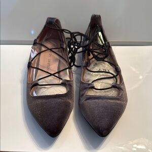 Chinese Laundry Steel-Blue Pointed-Toe Lace-Up Flats Women’s US Size 8